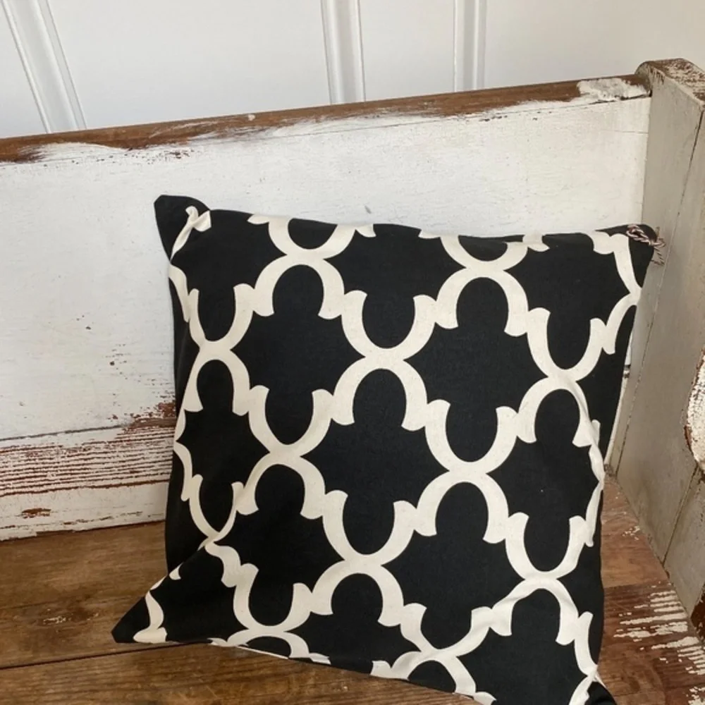 Black &  cream  2 sided Accent Pillow Cover